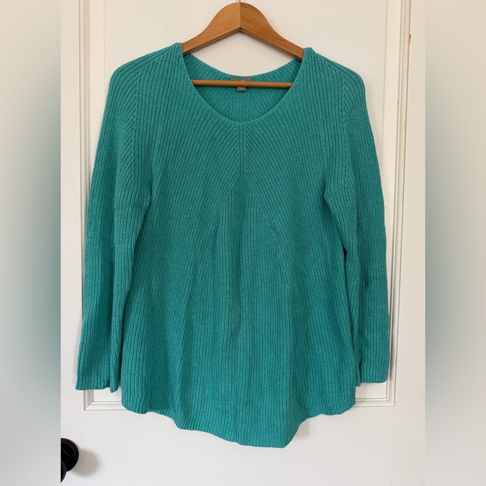 J. Jill size Small, swing top ribbed knit sweater. Beautiful teal blue/green